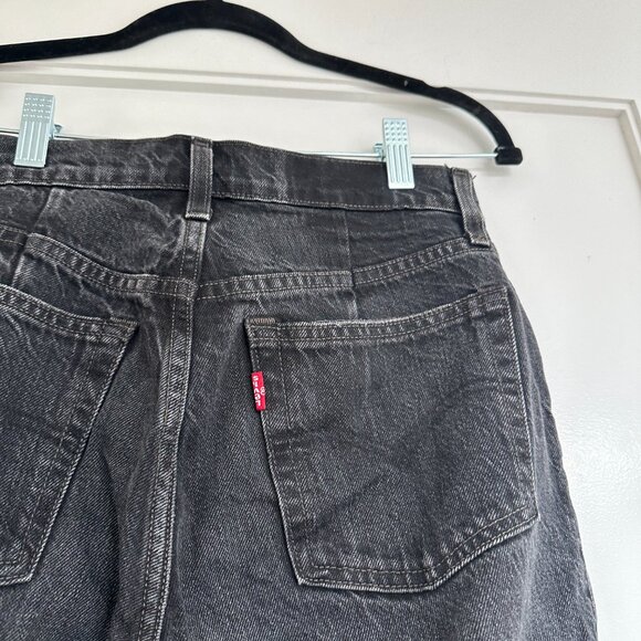 Levi's Altered Straight Cropped Jeans High Rise Black Denim Sz 26 - Picture 10 of 12